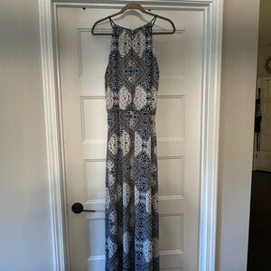 Maggy London Black and White Patterned Maxi Dress